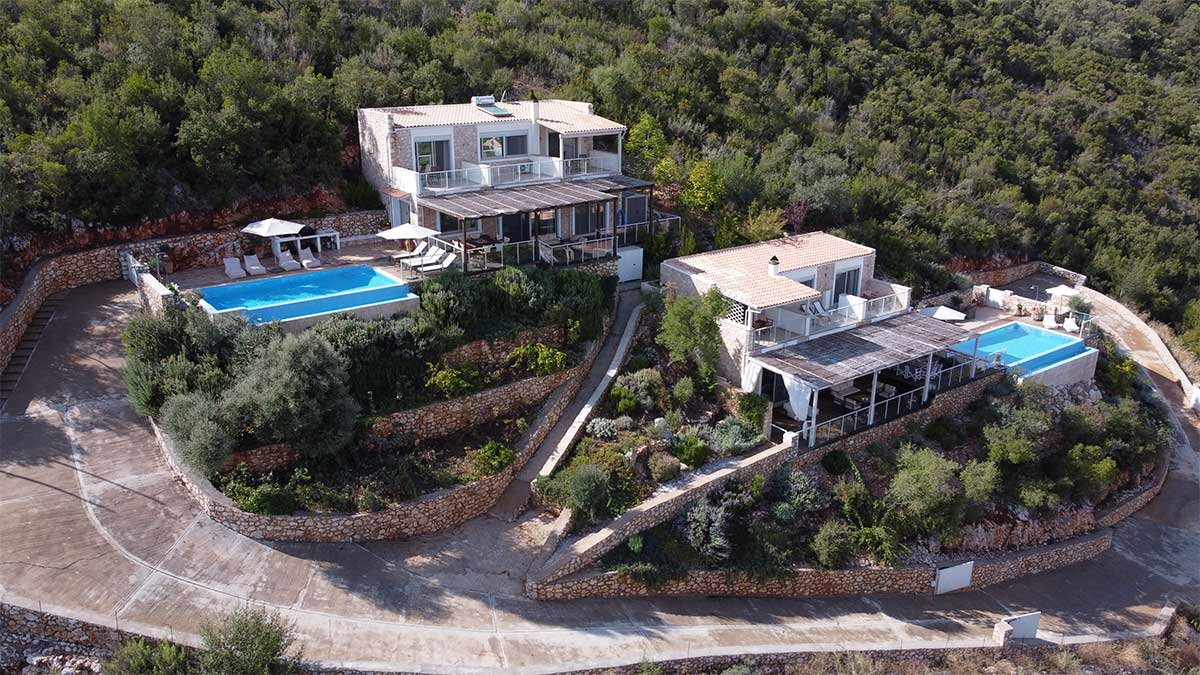 Top view Alfresco Villas, one of the most amazing Lefkada vacation rentals