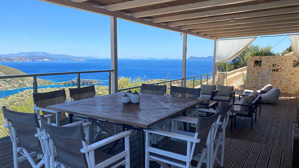 dining table outside Villa Tranquility in Sivota Greece
