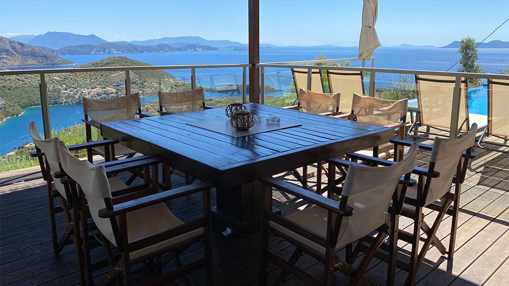 Dining table outside Sivota Greece Villa Nirvana