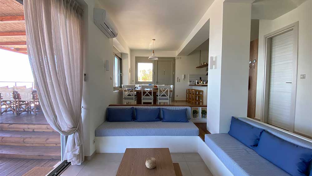 Living room overview Sivota Greece Villa Nirvana